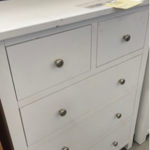 EX DISPLAY WHITE TALLBOY WITH CHIPPED FRONT EDGE SOLD AS IS