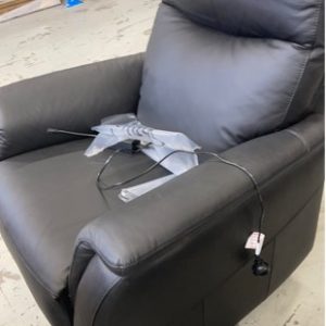 EX DISPLAY BLACK LEATHER LIFT CHAIR  ELECTRIC RECLINER SOLD AS IS