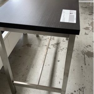 EX HIRE FURNITURE - WENGE TABLE WITH METAL LEGS SOLD AS IS