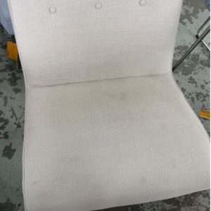 EX HIRE FURNITURE - BEIGE MATERIAL LOUNGE CHAIR SOLD AS IS