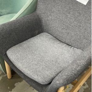 EX HIRE FURNITURE - GREY TUB CHAIR SOLD AS IS