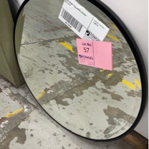 BLACK ROUND 73CM MIRROR RRP$299 SOLD AS IS
