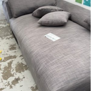 SECONDS - LARGE GREY L SECTIONAL COUCH PILLED MATERIAL SOLD AS IS