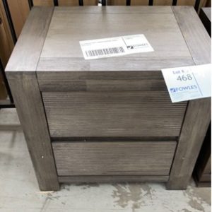 EX DISPLAY GREY TIMBER BEDSIDE TABLE SOLD AS IS