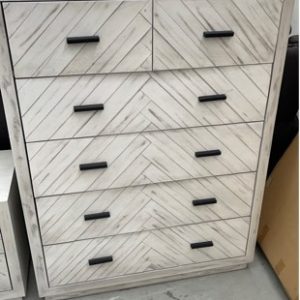EX DISPLAY WHITE TIMBER TALLBOY SOLD AS IS