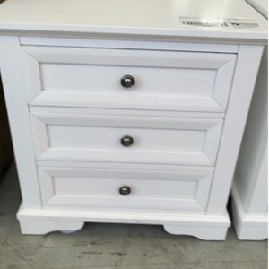 EX DISPLAY AKIRA WHITE BEDSIDE TABLE SOLD AS IS
