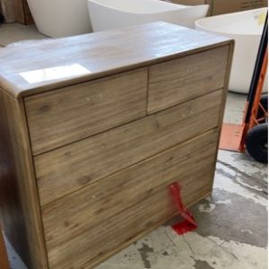 EX DISPLAY LIGHT OAK LOW BOY 1000MM CURVED EDGES WITH 6 DRAWERS SOLD AS IS