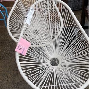 EX HIRE - WHITE OUTDOOR CHAIR SOLD AS IS SOLD AS IS