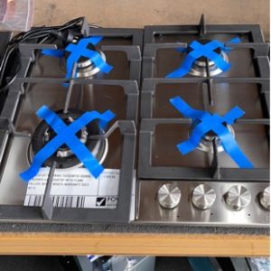 EX DISPLAY TECHNIKA TGC6GWFSS 600MM 4 BURNER GAS COOKTOP WITH FLAME FAILURE WITH 3 MONTH WARRANTY SOLD AS IS