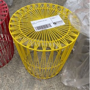 EX HIRE - YELLOW METAL SIDE TABLE SOLD AS IS