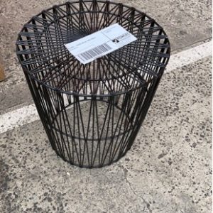 EX HIRE - BLACK METAL SIDE TABLE SOLD AS IS
