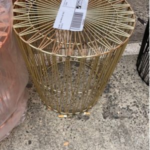 EX HIRE - GOLD METAL SIDE TABLE SOLD AS IS