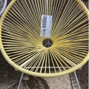 EX HIRE - YELLOW WIRE OUTDOOR CHAIR SOLD AS IS