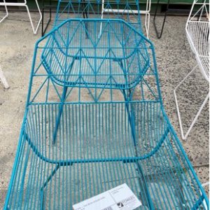 EX HIRE - TEAL METAL OUTDOOR CHAIR SOLD AS IS