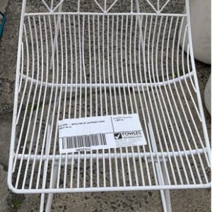 EX HIRE - WHITE METAL OUTDOOR CHAIR SOLD AS IS