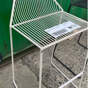 EX HIRE - WHITE METAL BAR STOOL SOLD AS IS