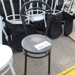 EX HIRE BLACK METAL DINING CHAIR SOLD AS IS