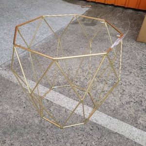 EX HIRE GOLD OUTDOOR SIDE TABLE NO TOP SOLD AS IS FRAME ONLY
