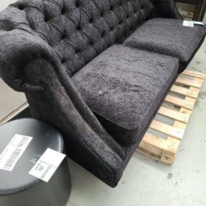 EX HIRE BLACK VELVET COUCH NO LEGS SUPPLIED SOLD AS IS