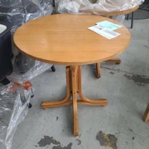 EX HIRE ROUND TIMBER TABLE SOLD AS IS SOLD AS IS