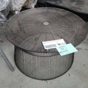 EX HIRE BLACK WIRE ROUND COFFEE TABLE SOLD AS IS