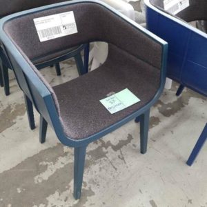 EX HIRE - BLUE TUB DINING CHAIR WHITE INTERIOR SOLD AS IS