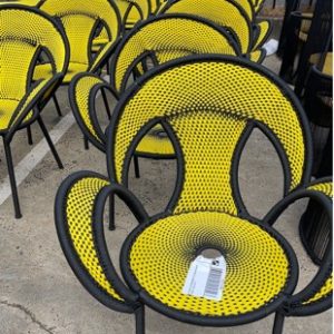 EX HIRE CUSTOM MADE YELLOW & BLACK CHAIR SOLD AS IS