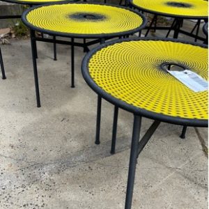 EX HIRE CUSTOM MADE YELLOW & BLACK TABLE SOLD AS IS