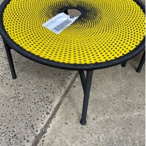 EX HIRE CUSTOM MADE YELLOW & BLACK COFFEE TABLE SOLD AS IS