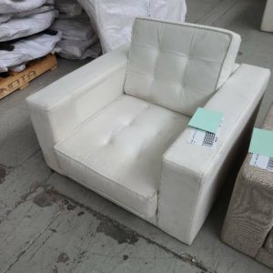 EX HIRE - WHITE PU CHAIR - NO LEGS SOLD AS IS