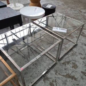 EX HIRE - CHROME & GLASS SIDE TABLE SOLD AS IS