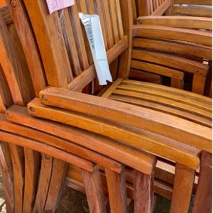 EX HIRE FURNITURE - TIMBER OUTDOOR CHAIR SOLD AS IS