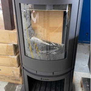 SCANDIA HELIX WOOD FIRE HEATER WITH WOOD STACKER SOLD AS IS SOME DENTS AND SCRATCHES RRP$1799 WITH 3 MONTH WARRANTY