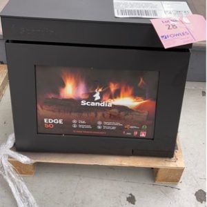 SCANDIA EDGE 50 FRENCH PROVINCIAL DESIGN WOOD FIRED HEATER HEATS UP TO 200M2 3 SIDED IMPACT RESISTANT GLASS SCRATCH AND DENT STOCK WITH 3 MONTH WARRANTY