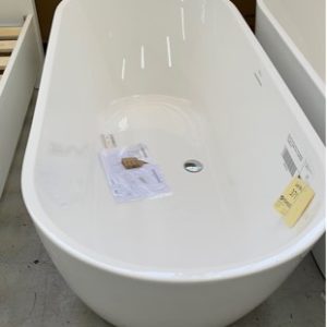 NEW ROVE ACRYLIC WHITE FREESTANDING BATH OVAL 1700MM LONG X 750MM WIDE X 580MM
