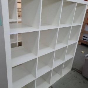 EX HIRE WHITE OPEN SHELVING UNIT SOLD AS IS