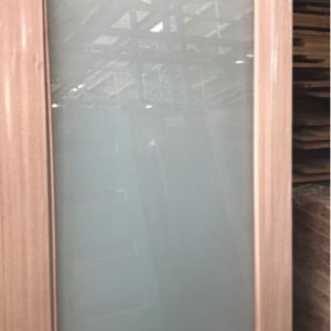 2340X1200 OBSCURE GLAZED GLASS DOORS- (BOTH DOORS HAVE CRACKS IN THE GLASS)