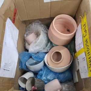 EX HIRE DECORATIVE ITEMS - BOX OF ASSORTED GOODS SOLD AS IS