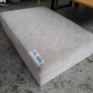 EX HIRE FURNITURE - GREY UPHOLSTERED OTTOMAN SOLD AS IS