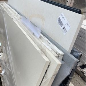 LARGE PALLET OF ASSORTED STONE BENCH TOPS SOLD AS IS