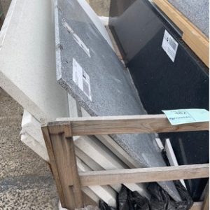 LARGE PALLET OF ASSORTED STONE BENCH TOPS SOLD AS IS