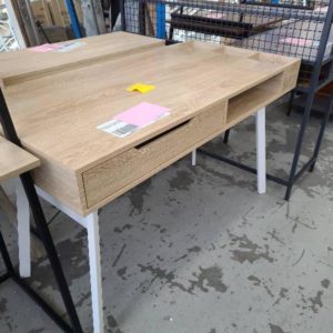 EX DISPLAY OAK LOOK COMPUTER DESK WITH ONE DRAWER AND STORAGE W120 X D60CM
