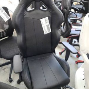 EX DISPLAY BLACK GAMING CHAIR WITH HEIGHT ADJUSTABLE ARMS AND RECLINE MECHANISM