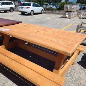 PRE OILED PINE (LIGHT COLOUR) HEAVY DUTY PICNIC TABLE WITH CONNECTED SEATING EXTREMELY HEAVY