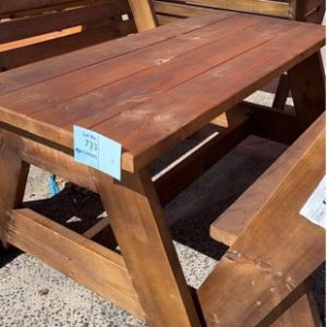 PRE OILED PINE HEAVY DUTY OUTDOOR TABLE WITH 2 BENCH SEATS