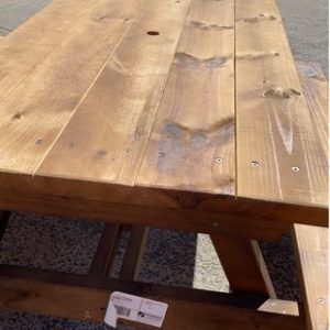 PRE OILED PINE HEAVY DUTY OUTDOOR PICNIC TABLE WITH CONNECTED SEATS **EXTREMELY HEAVY**