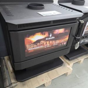 SCANDIA WARMBRITE 200 WOOD HEATER MEDIUM SIZE FAN ASSISTED CONVECTION FIREPLACE 3 SPEEDS HEATS UP TO 200M2 RRP$1299 SOLD AS IS SCRATCH & DENT STOCK SCWB200-3-19-1872