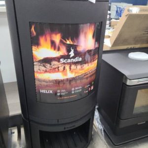 SCANDIA HELIX WOOD FIRE HEATER WITH WOOD STACKER SOLD AS IS SOME DENTS AND SCRATCHES RRP$1799 SCMR500-20-0056