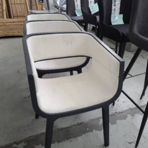 EX HIRE - BLACK TUB DINING CHAIR WITH WHITE INTERIOR SOLD AS IS