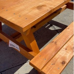 PRE OILED (LIGHT COLOUR) PINE HEAVY DUTY PICNIC TABLE WITH CONNECTED SEATS